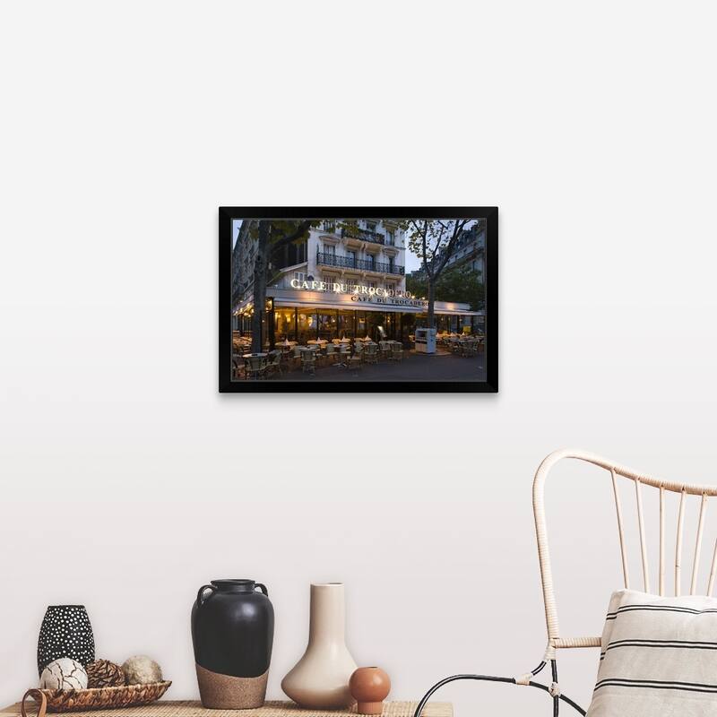 "Cafe Du Trocadero, Paris, Ile de France, France" Black Framed Print - 30 x 20