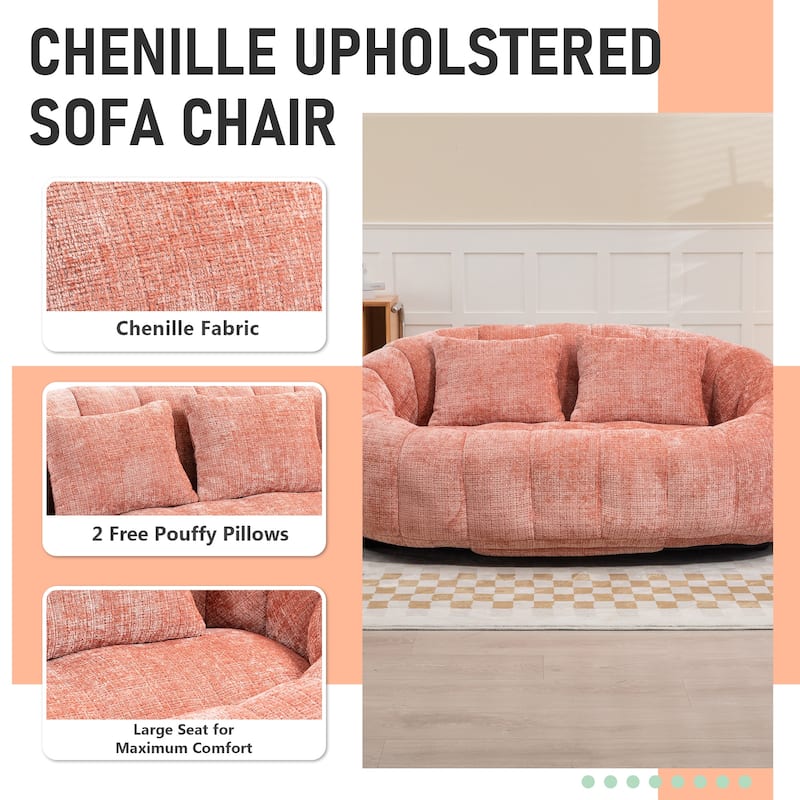 HOMEFUN Chenille Upholstered Durable Comfort Lounger High Back Bean Bag Loveseat Sofa