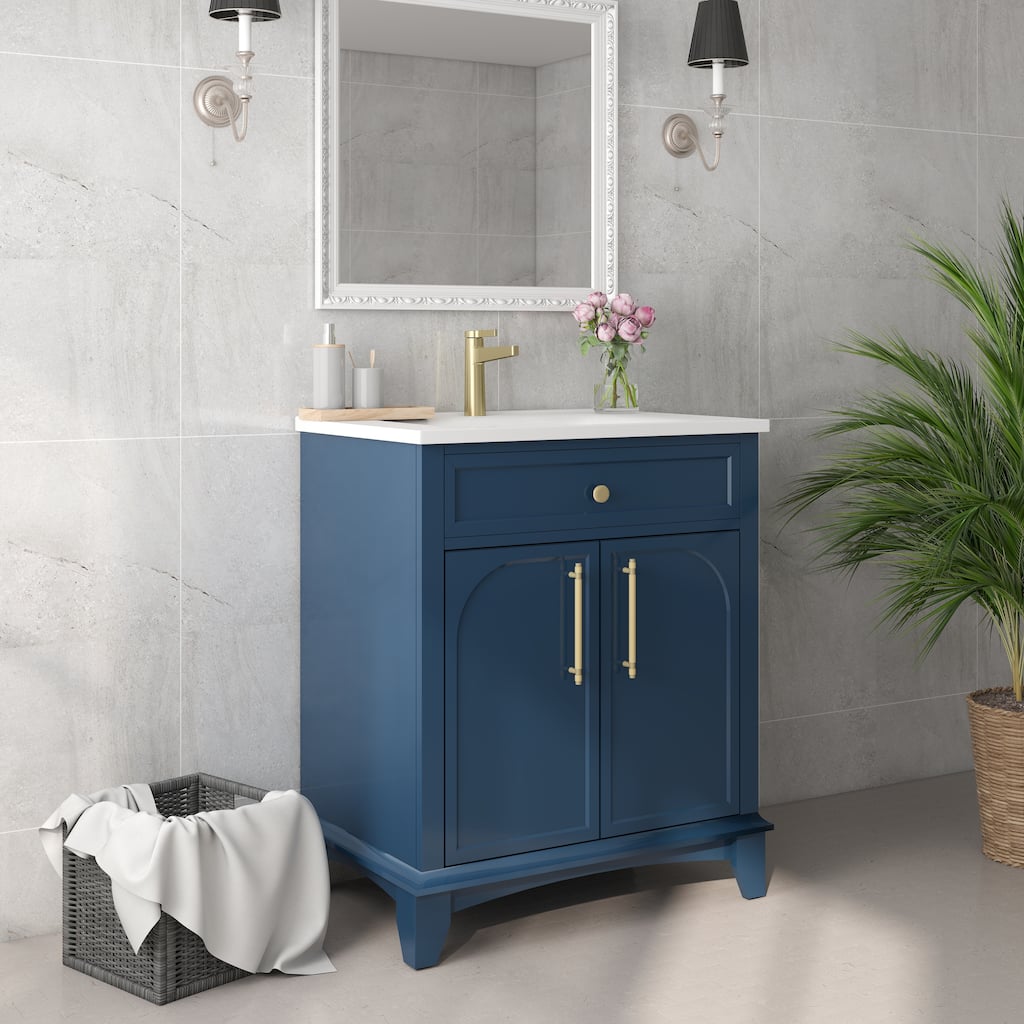 27.8-Inch Modern Bathroom Vanity Sink Combo with Painted Surface, Freestanding Storage Vanity Cabinet