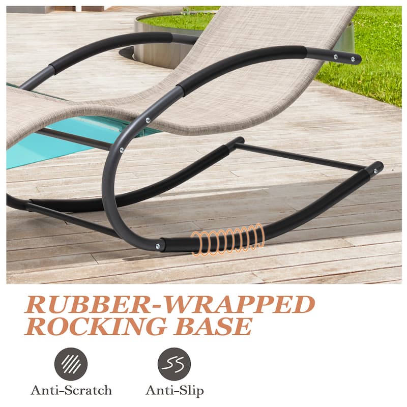 Outdoor Patio Rocking Chairs Curved Rocker Chaise Lounge Chairs (Set of 2) - 57.87" L x 24.70" W x 35.43" H