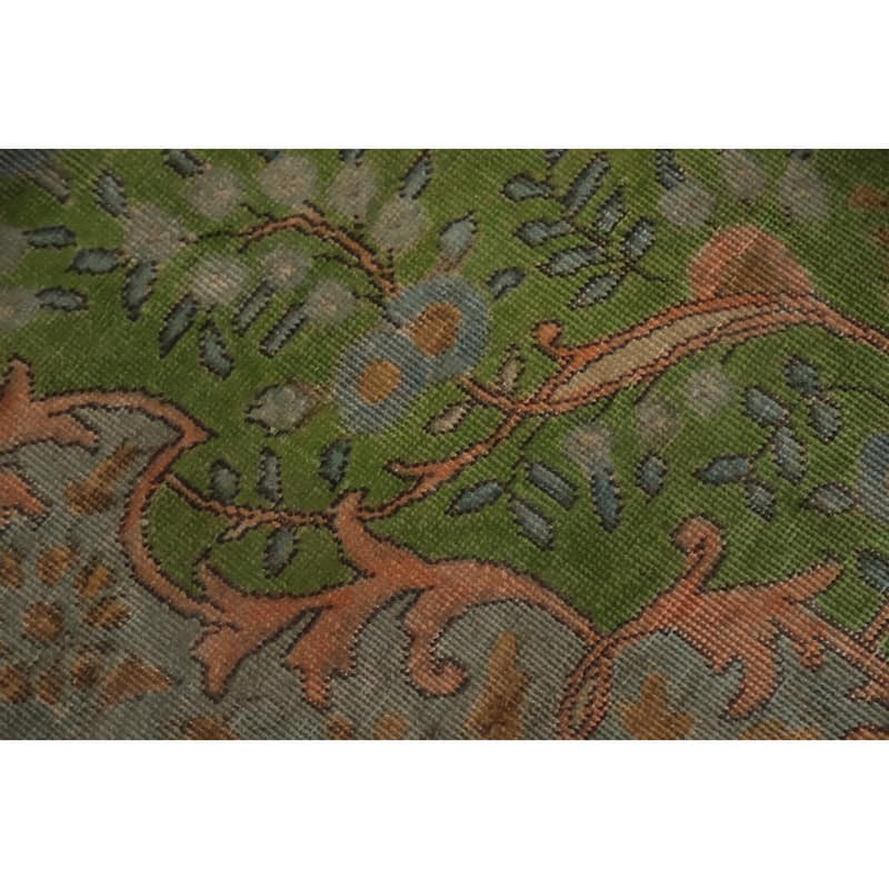 Hand Knotted Oriental 100% Wool Carpet Traditional Floral Green Tabriz Area Rug - 12' 10'' X 10' 0''