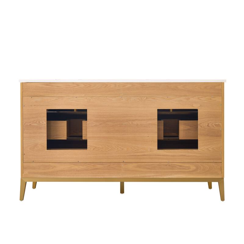 36"/48"/60" W Width Solid Wood Bathroom Vanity with Stain-resistant Carrera White Quartz Top and Sink