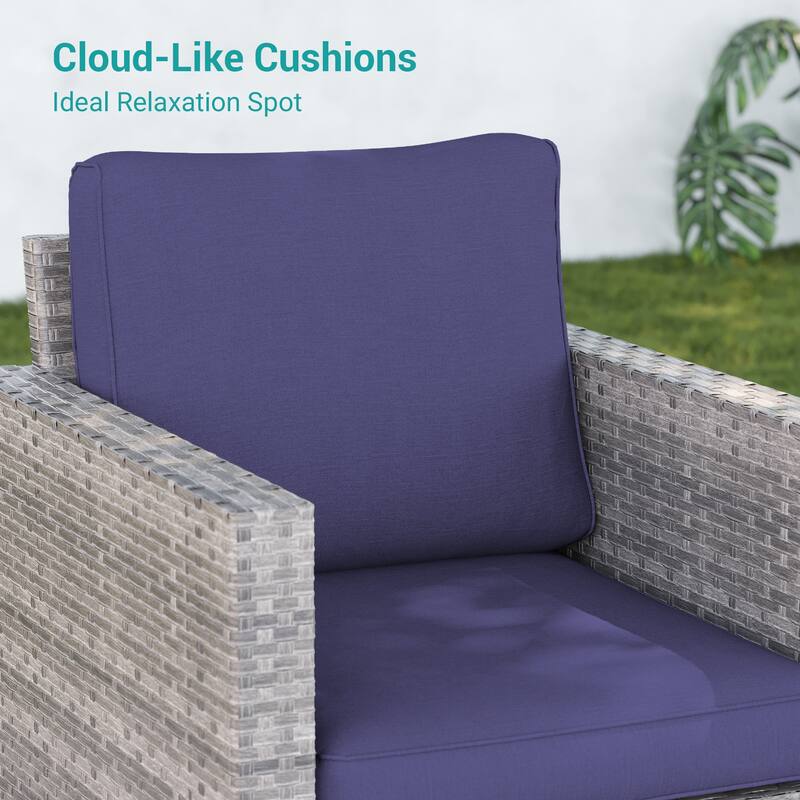 BONOSUKI 6Pcs Patio Swivel Rocking Sofa Set Brown Rattan w/Side Table