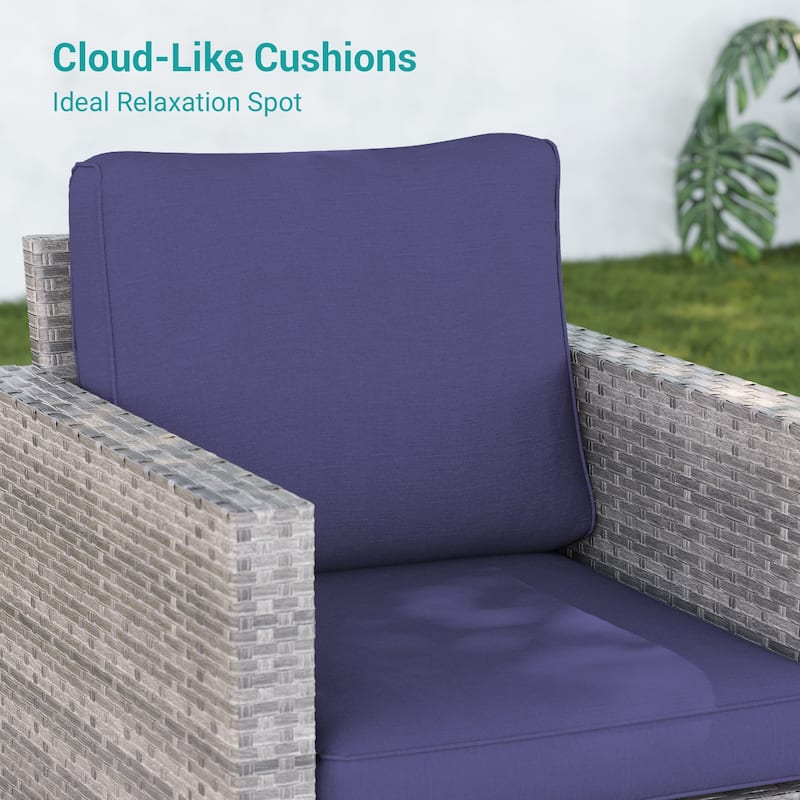 LIVOOSUN 2Pcs Outdoor Seating Sets Patio Grey Rattan Furniture Chair