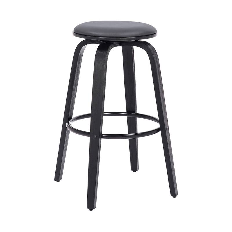 Fabric Backless Counter Height Swivel Bar Stool with Walnut Iron Frame - Gray 29"