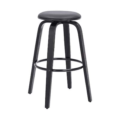 Fabric Backless Counter Height Swivel Bar Stool with Walnut Iron Frame