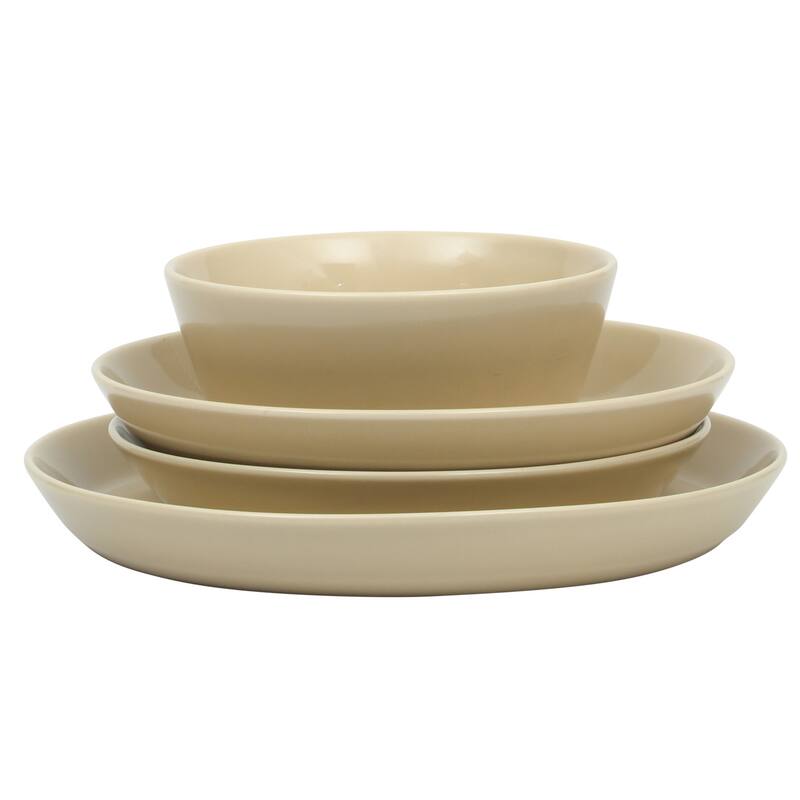 Gibson Home Summer Shades 16 Piece Plates and Bowls Dishes Service for 4 Stoneware Dinnerware Set
