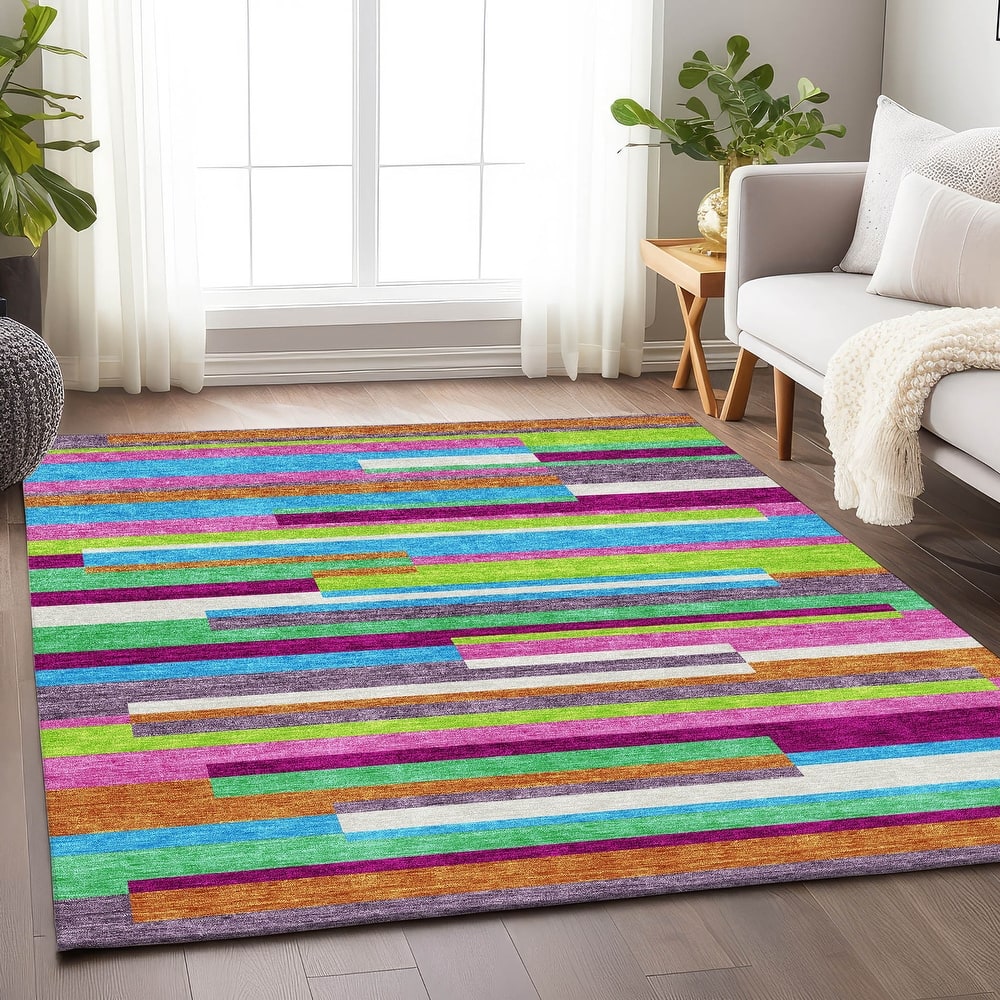 Premium Washable Super Soft Mosaic Stripe Mayfield Rug
