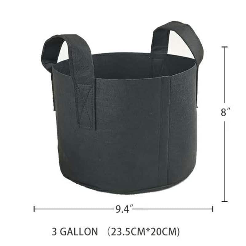 5 Pack Grow Bags Garden Non-Woven Aeration Plant Fabric Pot Container - 3 Gallon - Black