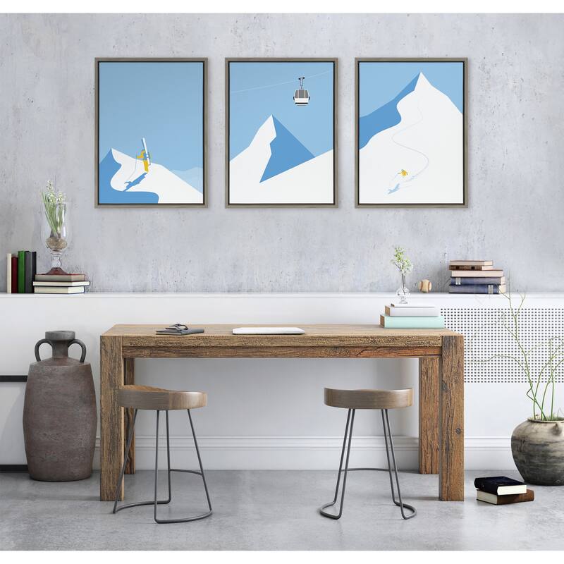 Kate and Laurel Sylvie Downhill Skier Canvas Art Set By Rocket Jack
