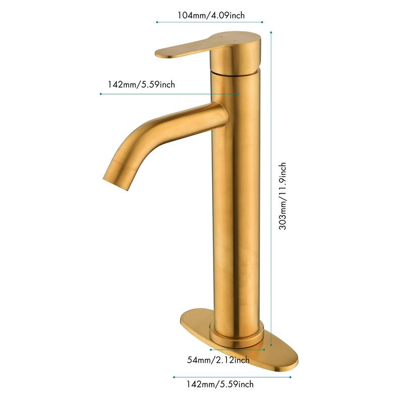 Modern Single Handle Bathroom Sink Faucet with Water Temperature and Flow Controls, Rust and Corrosion Resistant