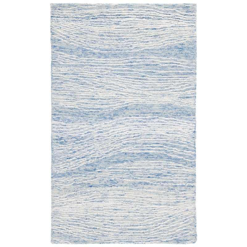 SAFAVIEH Handmade Metro Annarosa Modern Abstract Wool Rug - 2'3" x 4' - Blue/Ivory - Rectangle