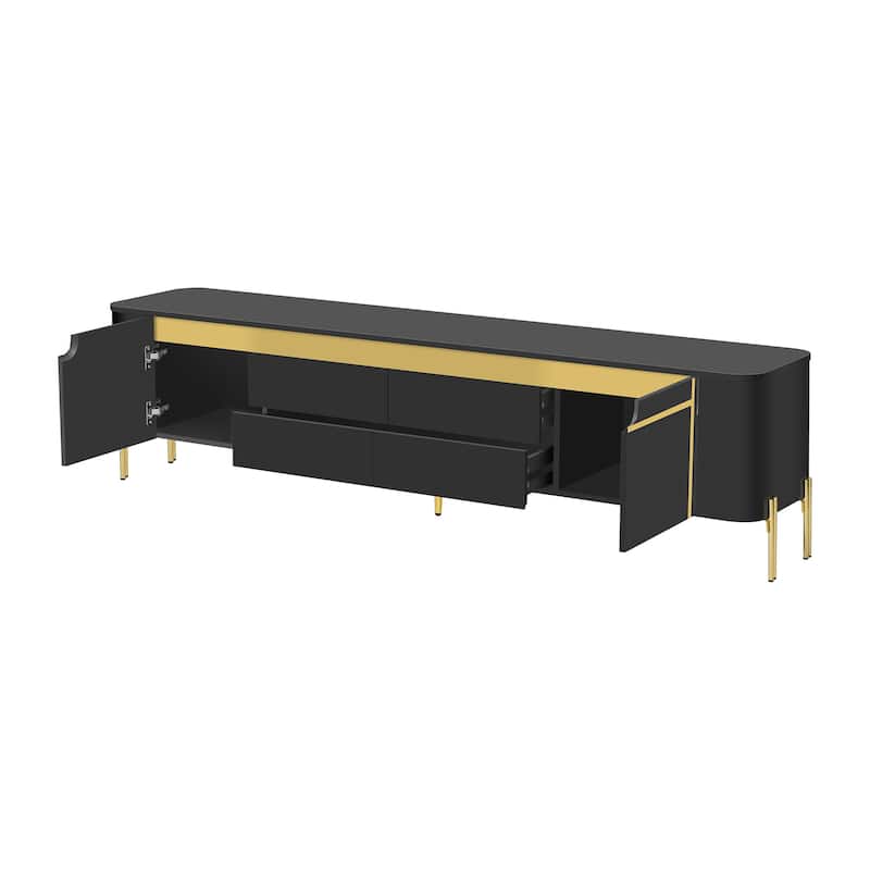 74.8" TV Stand with 2 Cabinets and 4 Drawers with Golden Legs