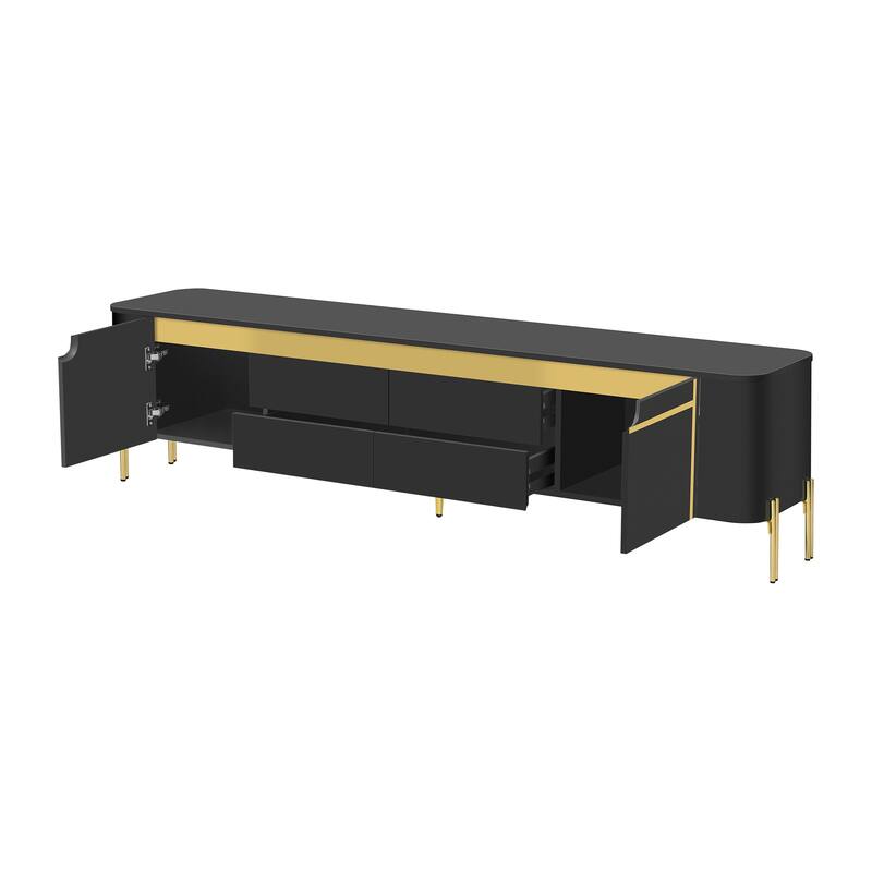 Roomfitters TV Stand for up to 80 Inch TV, Modern Cabinet with 4 Drawers, Spacious Storage and Metal Legs