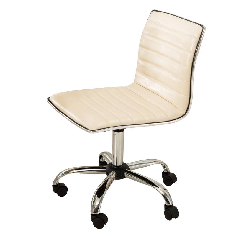 Faux Leather Office Chair with Wheels, Upholstered Task Chair with Metal base, Swivel Rolling Chair with Adjustable Height - N/A