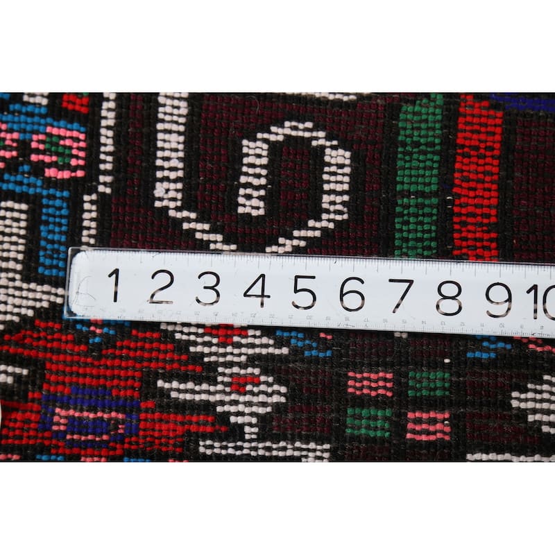 Wine Red Tribal Anatolian Turkish Runner Rug Hand-Knotted Wool Carpet - 3'7"x 14'1"