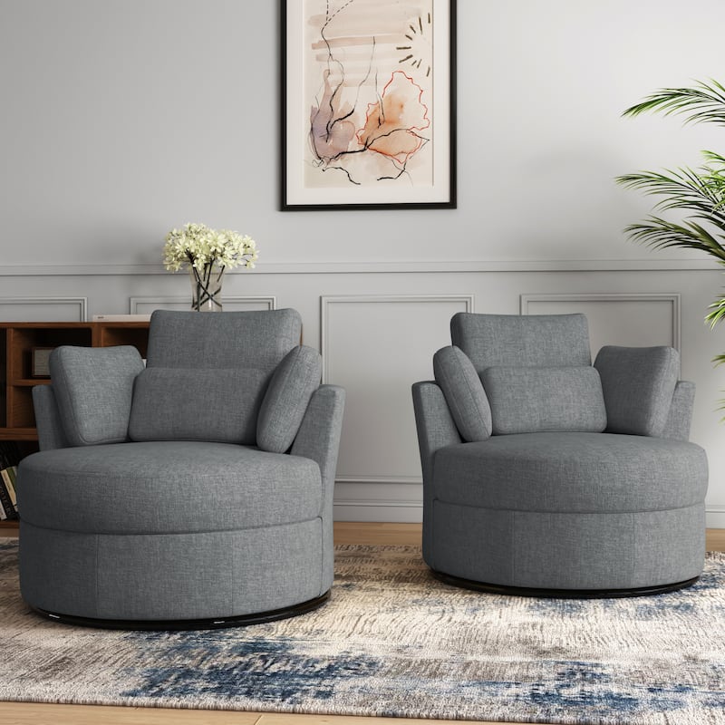 Upholstered Barrel Swivel Accent Chairs