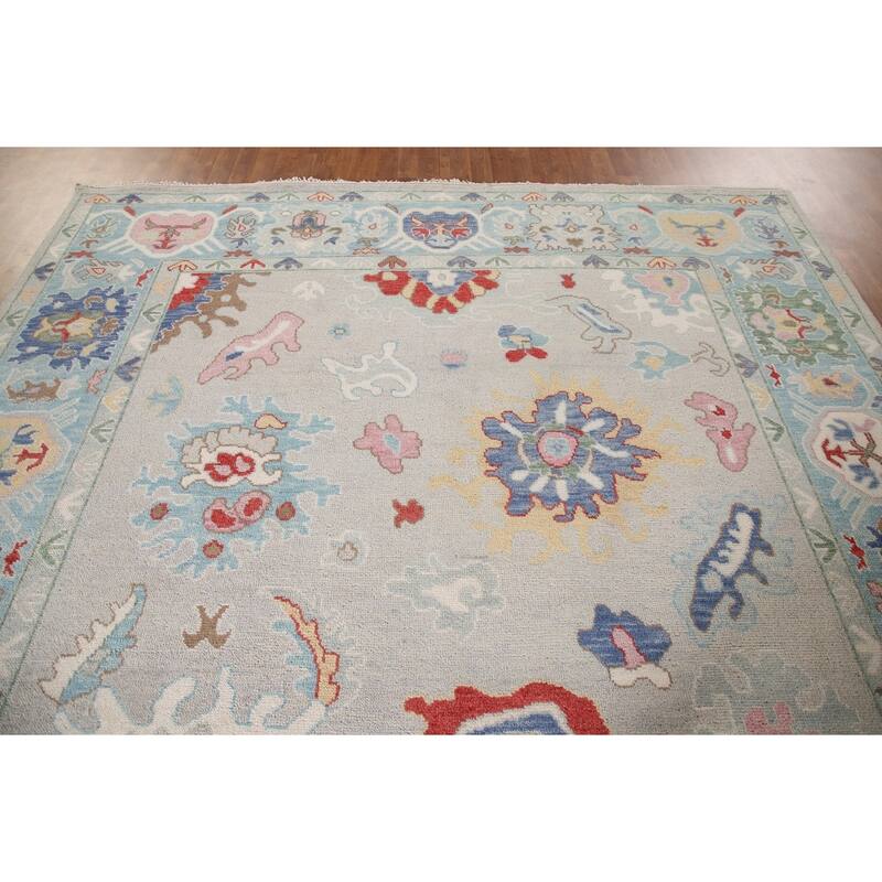 Grey Oushak Oriental Area Rug Handmade Wool Carpet - 9'1"x 11'10"