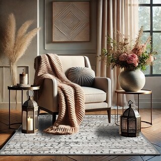 Bibb Home Washable Flannel Printed Accent Rug with Latex Back - Bed ...