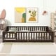 preview thumbnail 4 of 34, Queen size Floor Platform Bed with Fence Guardrails and Door