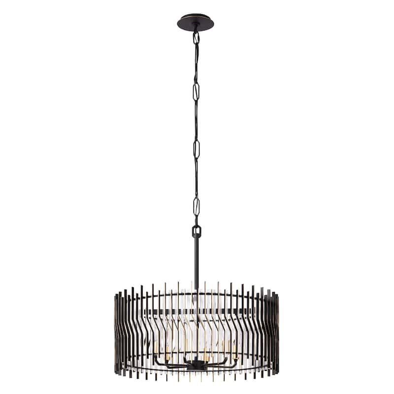 Varaluz Park Row Pendant - Matte Black/French Gold - 24"W x 11.75"H