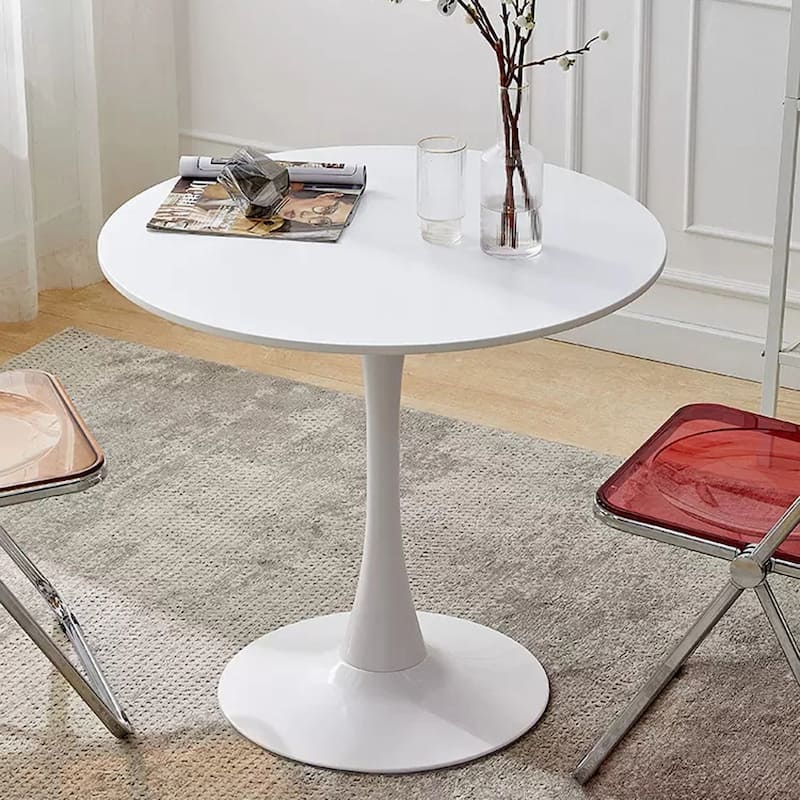 Modern Round Dining Table - White - MDF