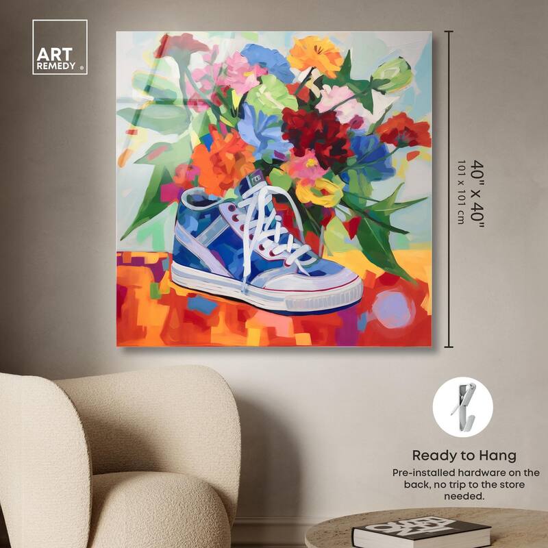 Colorful Sneaker Bouquet Acrylic by Art Remedy, Ready to Hang