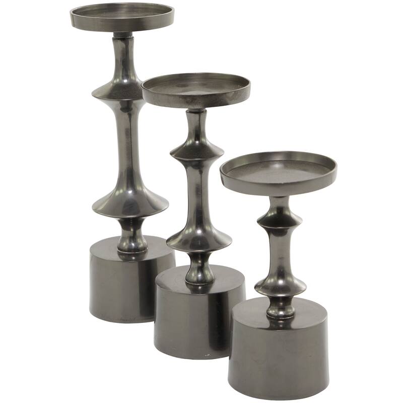 CosmoLiving by Cosmopolitan Black Aluminum Pillar Candle Holder (Set of 3)
