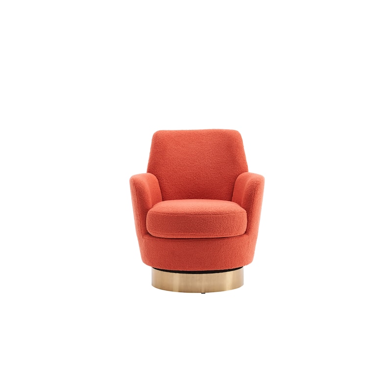 Orange Teddy 29.3" Upholstered Swivel Barrel Chair