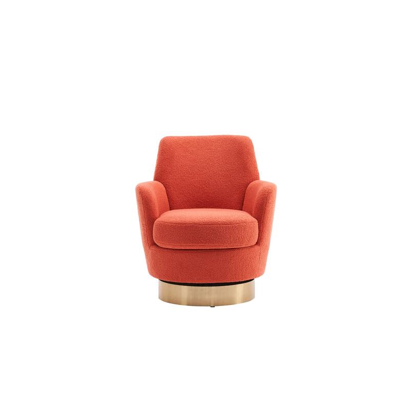 Teddy Fabric Swivel Barrel Chair with 360° Gold Base & Ergonomic Design