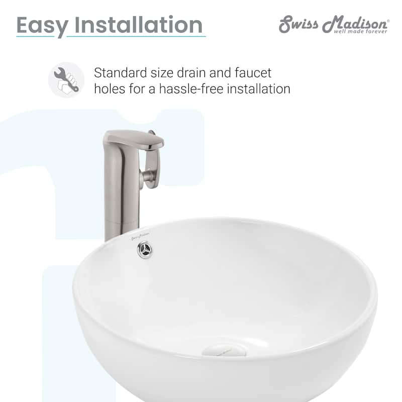 Swiss Madison Sublime® Round Ceramic Bathroom Vessel Sink Bowl