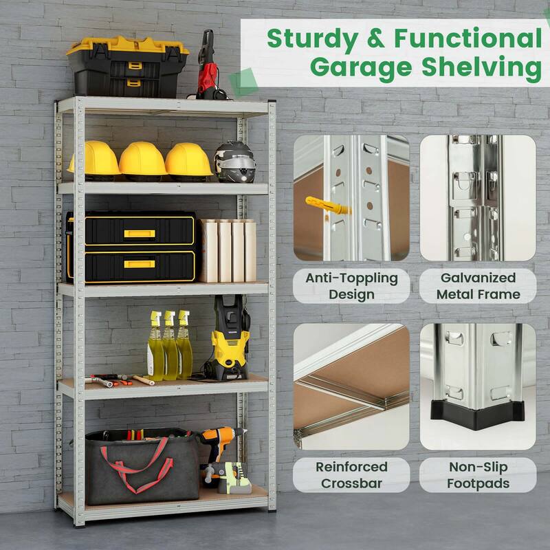 Costway 5 Tier Adjustable Garage Shelving Unit with 2000 lbs Max Load - See Details