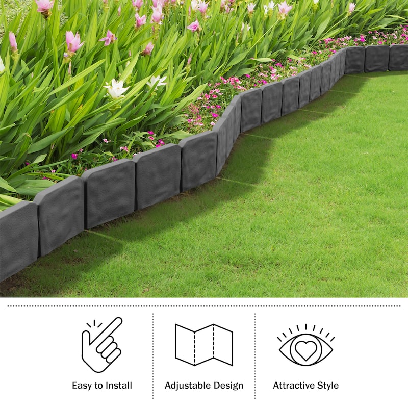 Garden Edging - 10-Piece Outdoor Decorative Flower Bed Border Set for Landscaping by Pure Garden