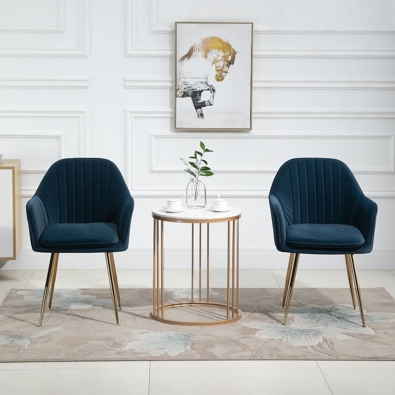 AVAWING Accent Arm Chairs Set of 2 Upholstered Velvet Dining Chairs - Blue