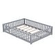 preview thumbnail 69 of 106, Twin/Full/Queen Size Floor Bed with Safety Guardrails for Kids, Wood Montessori Bedframe w/ Door, Children's Noiseless Beds