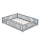 preview thumbnail 60 of 79, Modern Floor Bed with Safety Guardrails and Door, Suitable for Kids