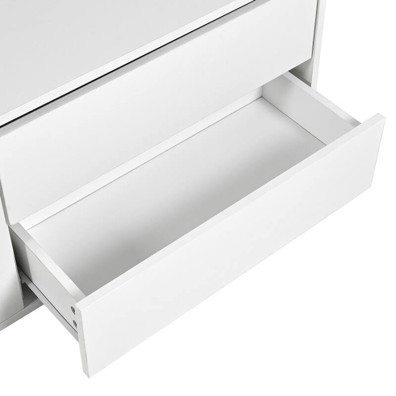 Roomfitters Modern Media Console with Fluted Glass Door, Free-Combination TV Stand for TVs Up to 100" with Sliding Storage