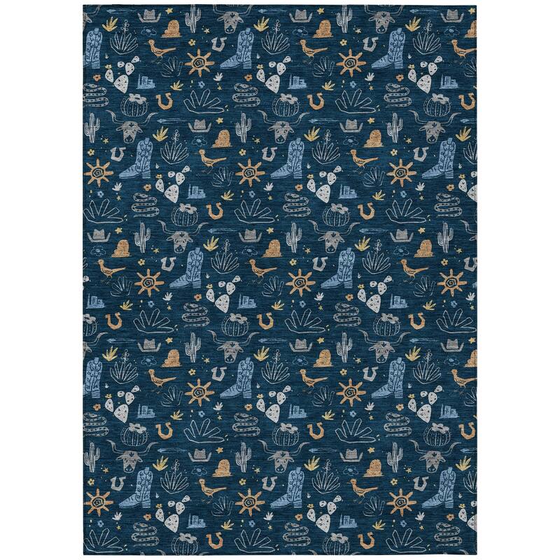 Machine Washable Indoor/ Outdoor Cowboy Ranch Chantille Rug