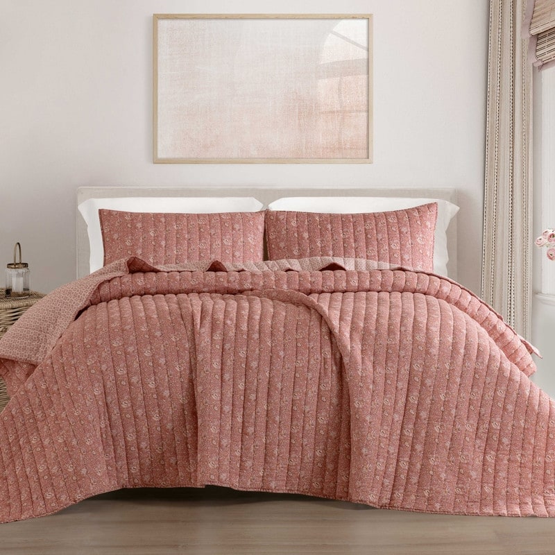 Wonderful Cotton Voile Quilt Set 3 Piece Floral Printed