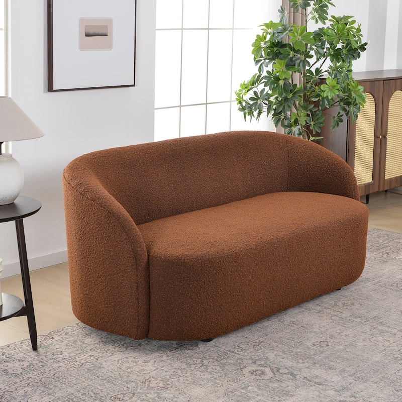 KINWELL Sherpa Upholstered Loveseat Boucle Sofa Couch, 68"W