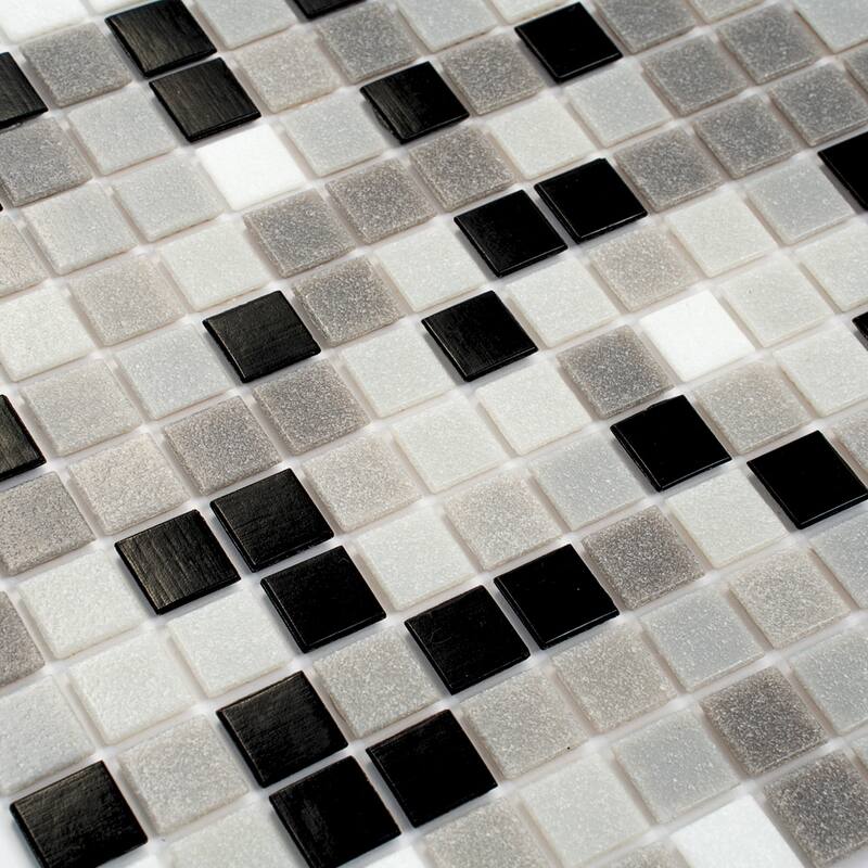 Apollo tile 12" x 12" Mingles Glossy Gray Black Glass Tile (20 sq ft/case) - 20 Pack