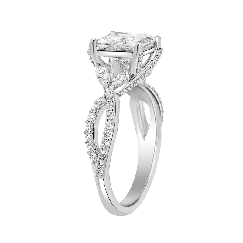 Auriya 14k Gold 5 3/4ctw Princess Lab grown Twisted-Vine Diamond Engagement Ring (E-F VS)