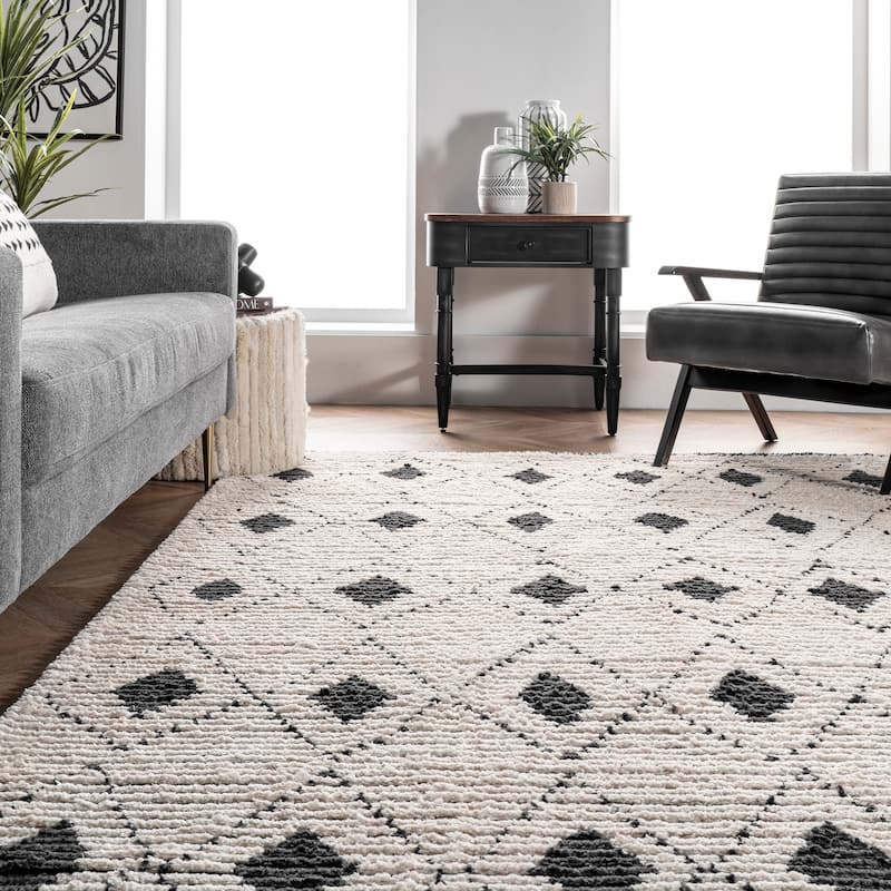 Nuloom Joanna Diamond Trellis Soft Shag Fringe Area Rug