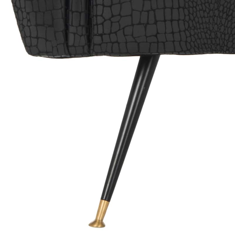 SAFAVIEH Mid-Century Modern Glam Mira Leather Black Club Chair - 32" x 29" x 36.5"