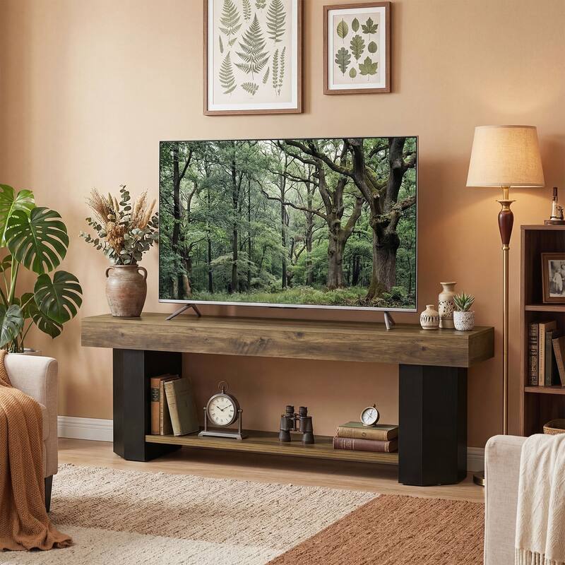 63" TV Stand for 55/60/65/75-Inch TVs, Farmhouse TV Console