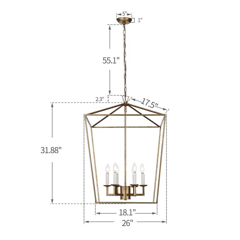 Grand 6-Light Open Frame Cage Lantern Chandelier