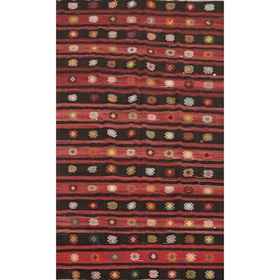 Hand Woven Oriental 100% Wool Carpet Southwestern Tribal Multi-Colored Kilim Area Rug - 10' 3'' X 6' 4''