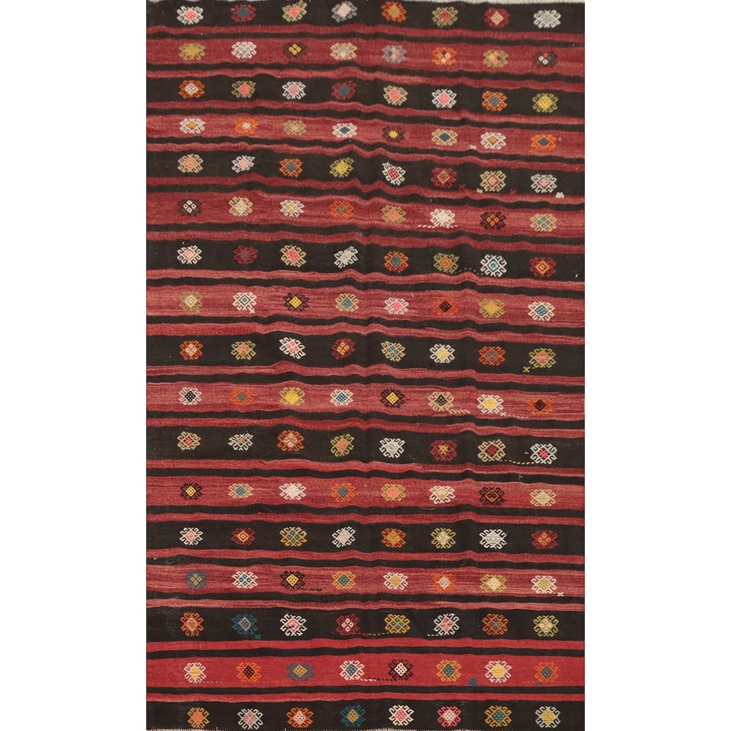 Hand Woven Oriental 100% Wool Carpet Southwestern Tribal Multi-Colored Kilim Area Rug - 10' 3'' X 6' 4''