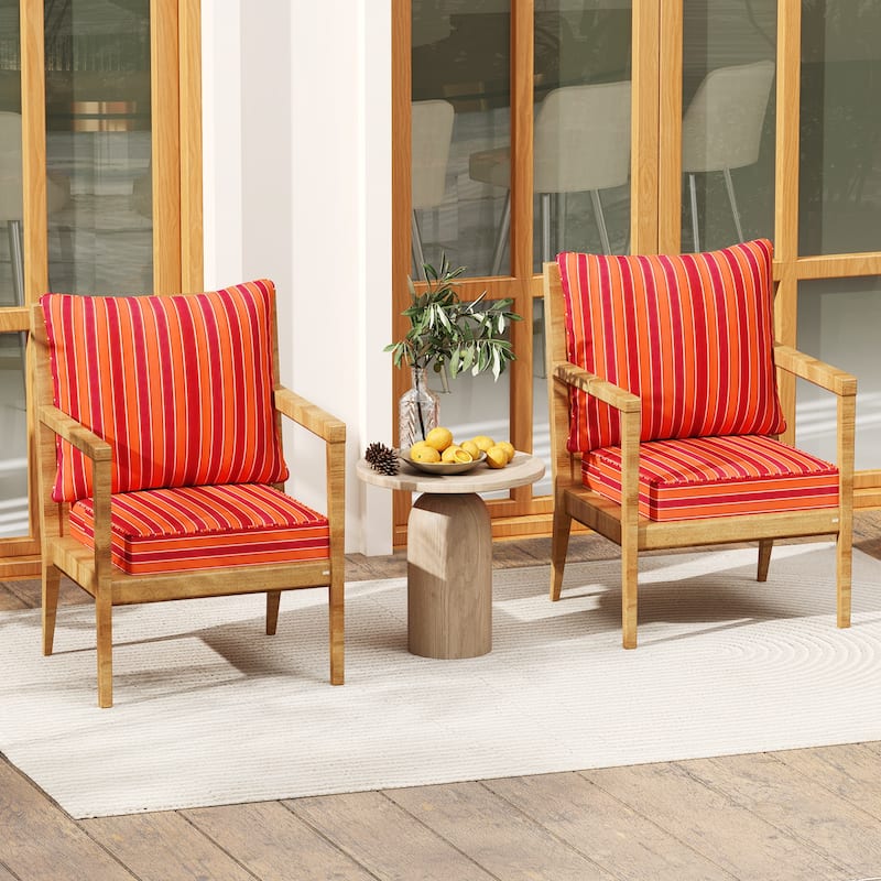 Gymax Deep Seat Chair Cushion Pads Set Indoor/Outdoor w/ Rope Belts