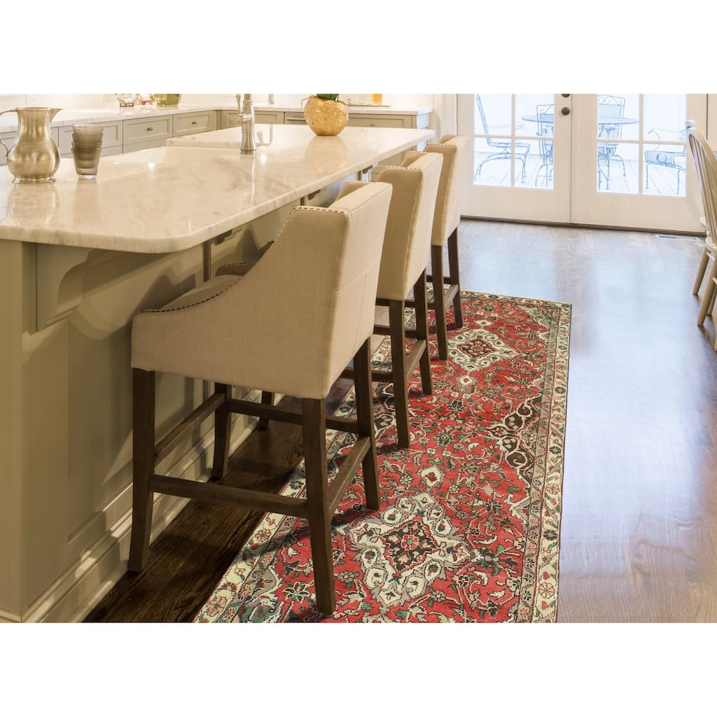 Fine Vintage Distressed Ulbolsyn Rust/Ivory Runner - 3'3" x 10'8"